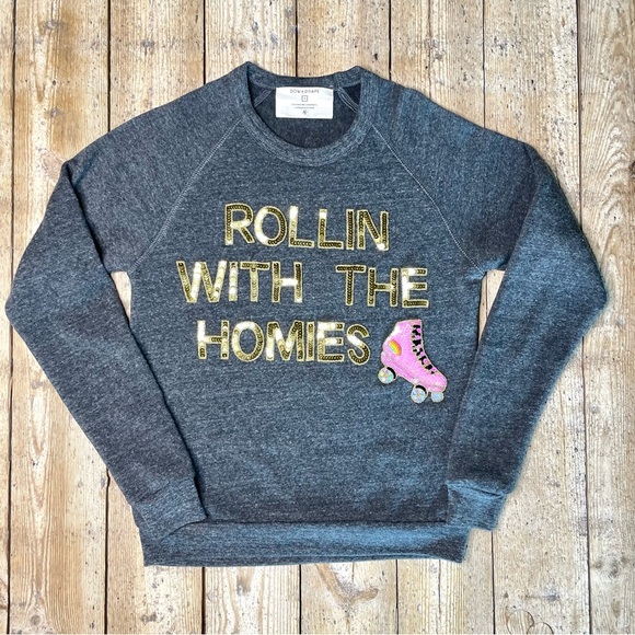 Bow & Drape Clueless Sweatshirt S Gray Sequin Rollin’ With the Homies 90s - Picture 1 of 6